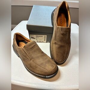 ECCO Men’s 44 US 10-10.5 Cocoa Brown Leather Fusion Gently EUC Loafers Shoes